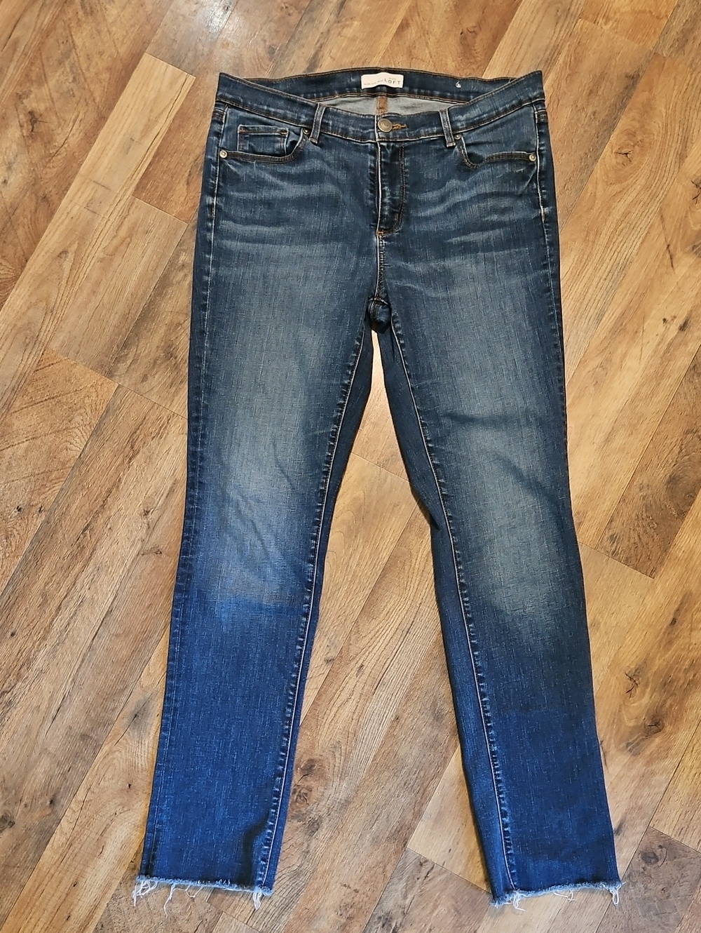 LOFT Women's Straight Leg Jeans in Dark Blue Wash